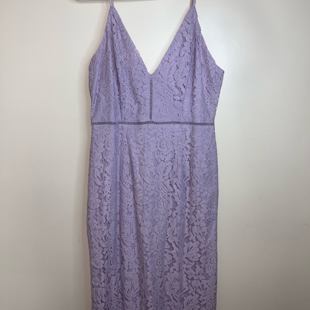 ASTR Lace Midi Dress Lavender Purple Sleeveless V Neck Size Small